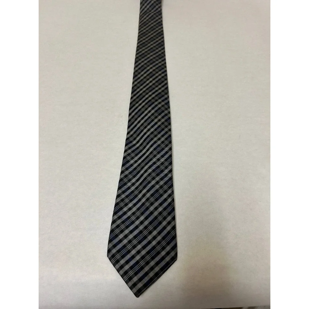 Penguin Necktie Mens One Size Multicolor Stripe Check 100% Silk Designer Classic